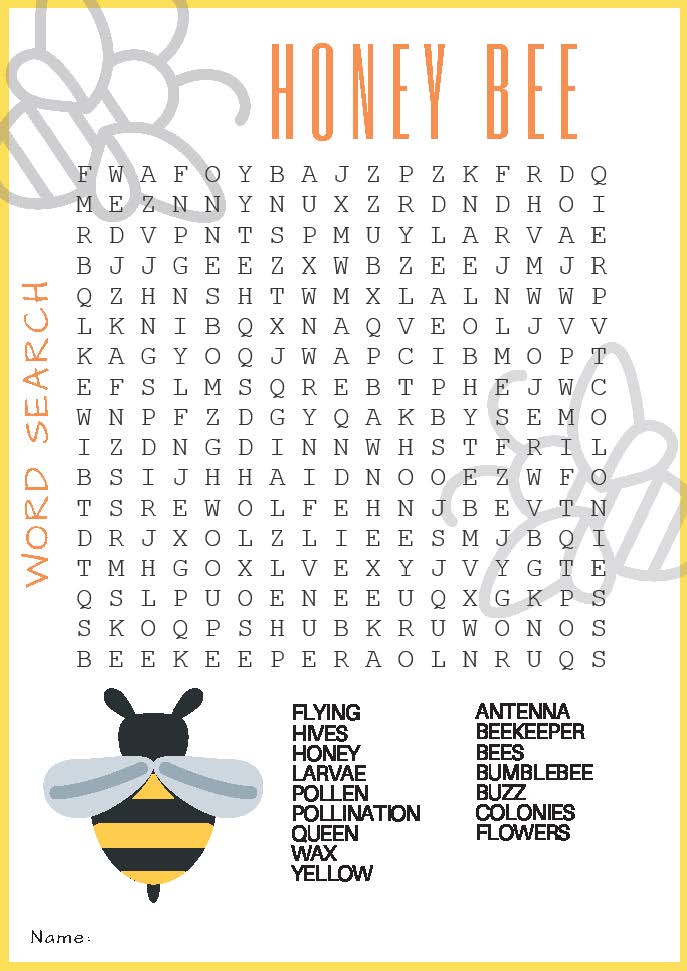 Honey Bees Word Search image preview